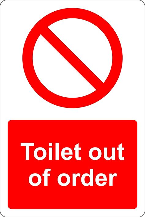 Toilet Out Of Order Bathroom Safety Sign Self Adhesive Sticker 200mmx