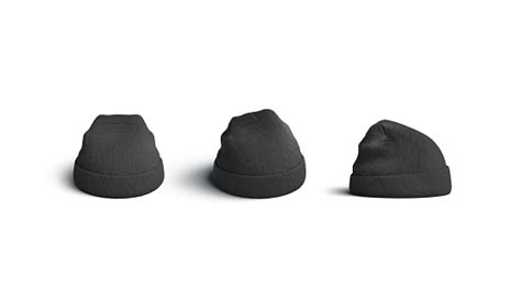 Download Black Beanie Mockups Set Side Front And Back View Stock Photo - Download Image Now - iStock