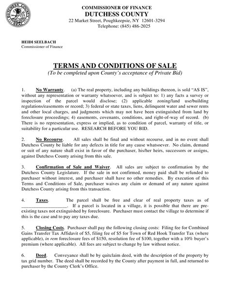County of Dutchess, New York Terms and Conditions of Sale - Fill Out, Sign Online and Download