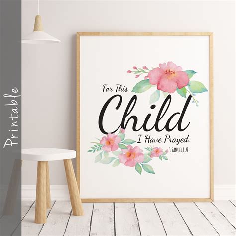 For This Child I Have Prayed Printable Sign Bible Verse Wall Art
