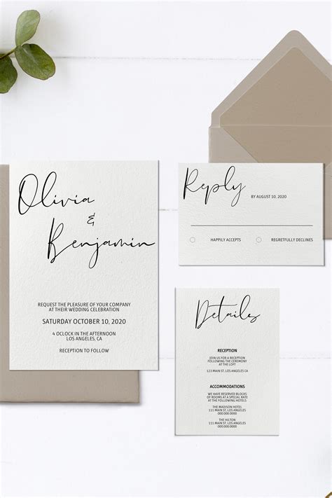 Minimalist Wedding Invitation Template Printable Minimalistic Wedding