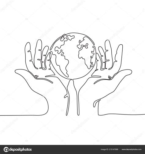 Drawing Sketch Hands Holding Earth