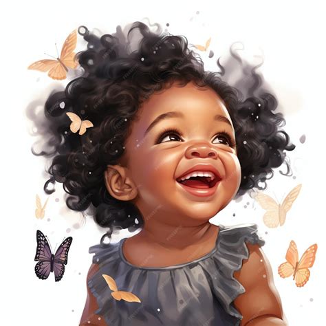 Premium Ai Image Beautiful Black Girl Fairy Clipart Illustration