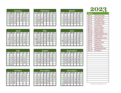 Editable 2023 Yearly Calendar Landscape Free Printable Calendar 2023