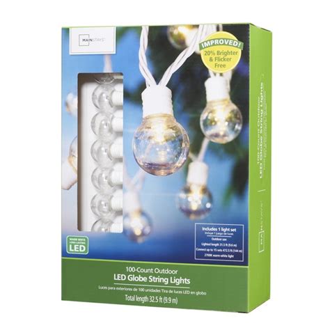 Mainstays 100 Count Outdoor Led Globe String Lights White Wire