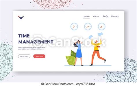 Time Management Landing Page Template Work Rush Office Chaos Busy