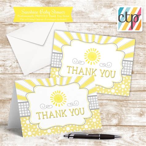 Sunshine Baby Shower Thank You Cards Baby Shower Decorations You Are