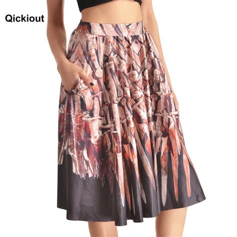 qickitout pocket skirts 2016 new arrival women s bullet gun 3d digital print pocket skirts