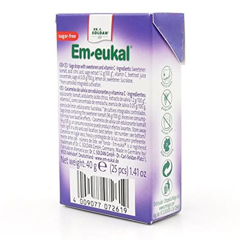 Sore throat & cough lozenges. Em-eukal Salvia Minis Cough Drops Gluten-free Lactose-free ...