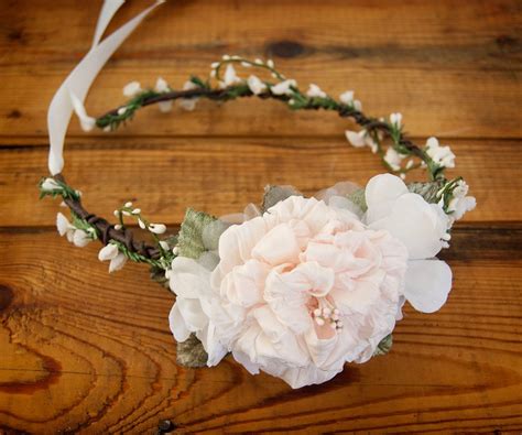 Silk Bridal Flower Crown Blush Peach Rose By Foreverhookeddesign 64