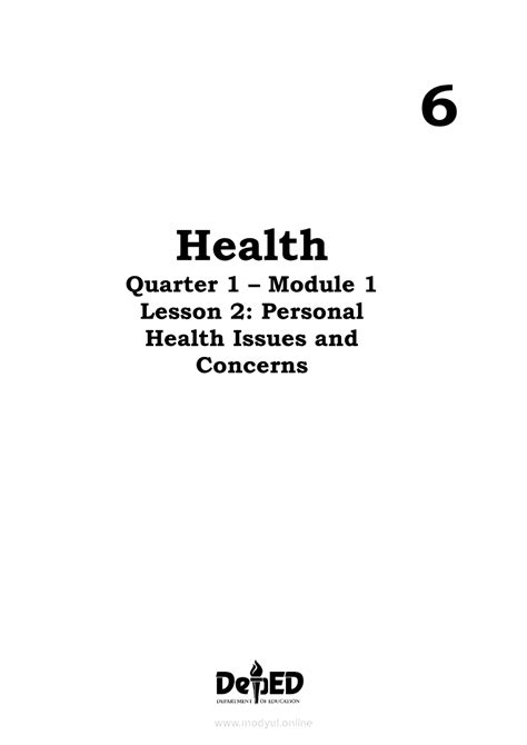 Health studies conducts rapid epidemiologic investigations in response to outbreaks that are believed to have environmental causes and responds to natural and technologic disasters. Health 6 Module 1 - Lesson 2: Personal Health Issues and ...