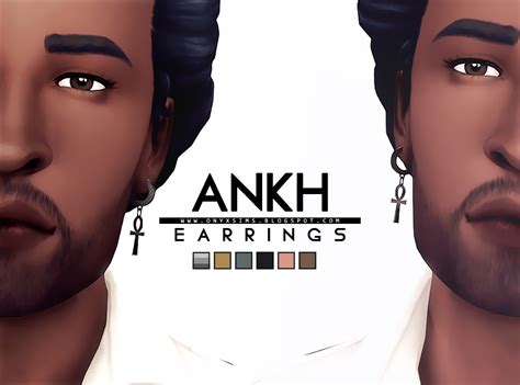 Ankh Earrings Onyx Sims