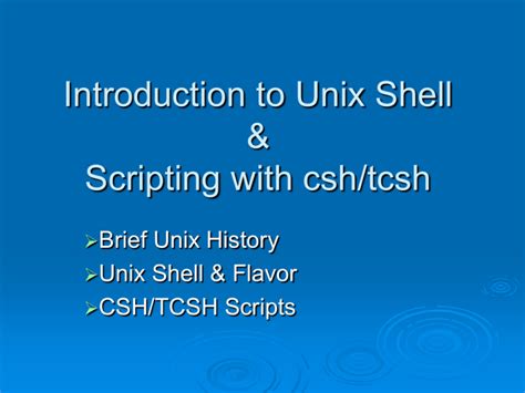 Lecture 1 Introduction To Unix Shell