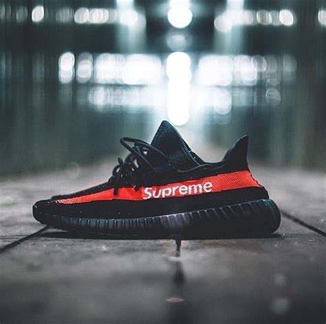 The coveted yeezy 350 v2 comes dressed in all black with a red stripe (much like the iteration that launched late last before you get too excited, we have to let you know that this marvellous work of art is no more than a custom job by. Yeezy Supreme | Shoes | Pinterest | Yeezy, Supreme and Adidas