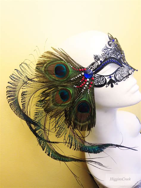 Elegant Masquerade Mask Women Peacock Feather Venetian Masks Etsy