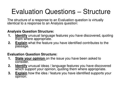 Ppt Evaluation Questions Powerpoint Presentation Free Download Id