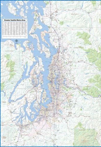 Greater Seattle Metro Area Laminated Wall Map Topographics