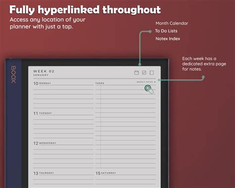 Boox Note Air Templates Weekly Planner 2021 2022 Instant Etsy
