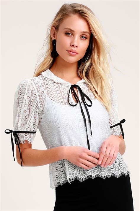 Cute White Top Lace Top Sheer Top Short Sleeve Top Cute White Tops White Lace Top Pretty