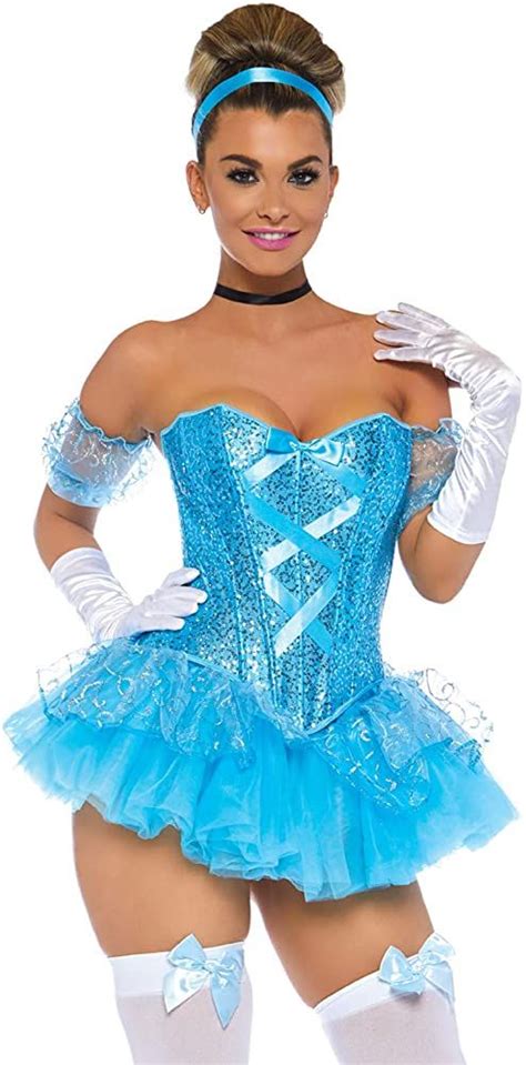 Leg Avenue Women S 5pc Cinderella Sequin Corset Tutu Skirt Arm Puffs Choker Hea