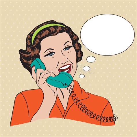 Popart Comic Retro Woman Talking By Phone Stock Vector Illustration