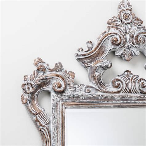 Large White Wash Carved Wood Effect Mirror By Hand Crafted Mirrors