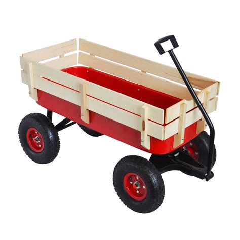 Pull Along Wagon For Kids With Wooden Panels All Terra