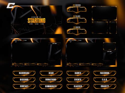 Dark Golden Animated Twitch Overlay Complete Stream Package Etsy