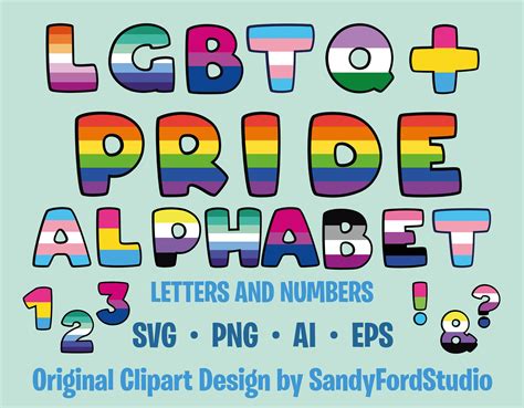 Lgbt Alphabet Clipart Gay Pride Letters Numbers And Glyphs Etsy Uk