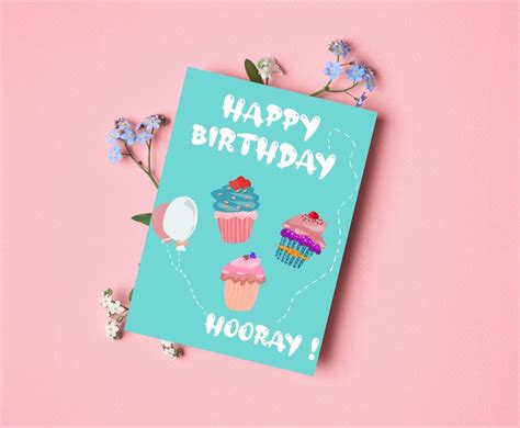 Printable Birthday Card Happy Birthday Card Hand Drawn Etsy
