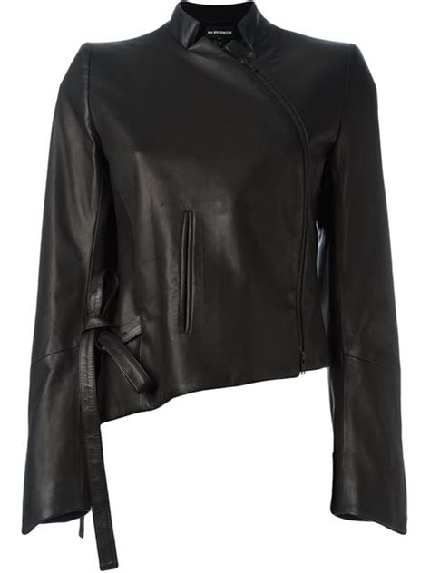 ann demeulemeester asymmetric leather jacket modesens