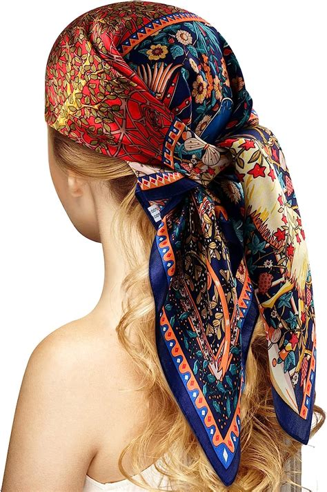 5pcs Satin Head Scarves For Women Square Silk Like Hair Scarves Silk