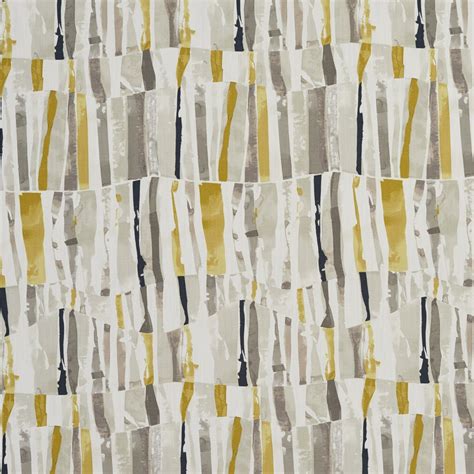Grey And Yellow Abstract Cotton Print Upholstery Fabric By The Etsy