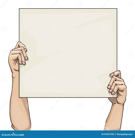 Hands Holding A Blank Sign Stock Vector Image 59507590