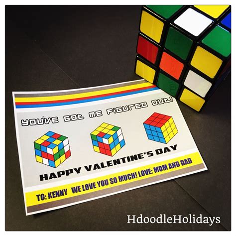 Digital Diy Editable Rubiks Cube Puzzle Valentine Card Tag Editable