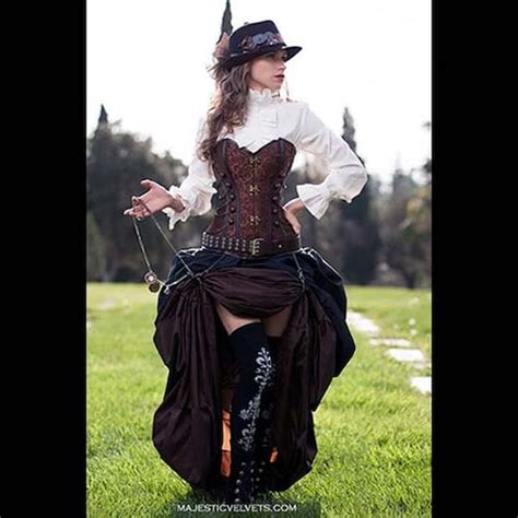 Steampunk Brown Corset W Brown Bustle Skirt Victorian Cosplay Etsy