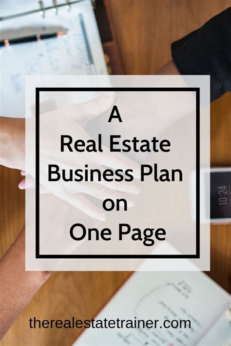 Real Estate Coaching The One Page Real Estate Business Plan Real