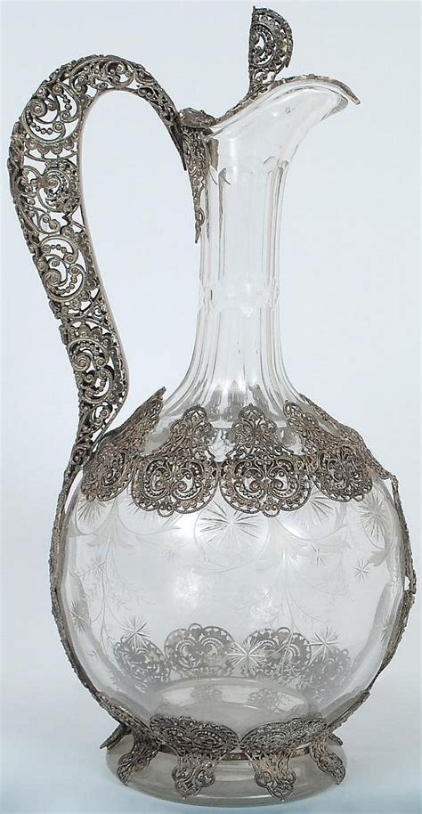 Sold Price Continental Silver Filigree Overlaid Glass Jug September