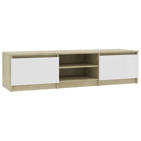 Tv schrank in weiss und eiche. sinni.ch - TV-Schrank Weiß und Sonoma-Eiche 140x40x35,5 cm ...