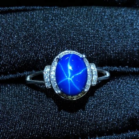 Natural Blue Star Sapphire Engagement Rings For Women 7x9mm Etsy