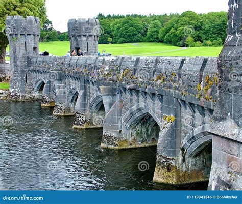 Stone Bridge At Medieval Ashford Castle Editorial Photo Image Of