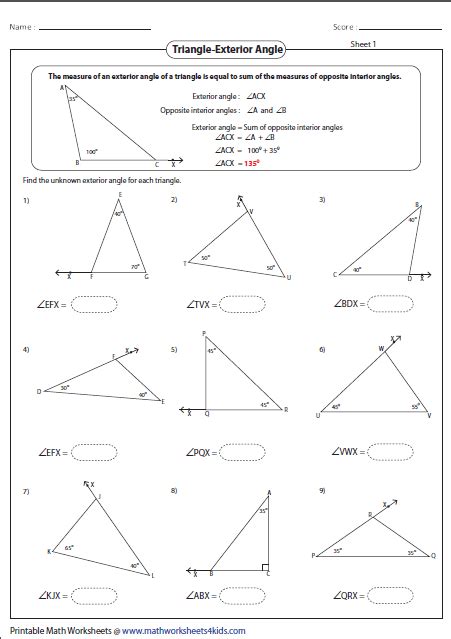Tick the tall object and cross out the short object in each section printable worksheets @ www.mathworksheets4kids.com/index.html good for kids print out worksheet do activity and follow watch kutasoftware: Finding exterior angle | Математика