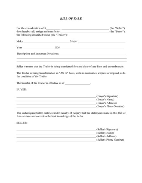 Free Alabama Trailer Bill Of Sale Form Free Printable Legal Forms