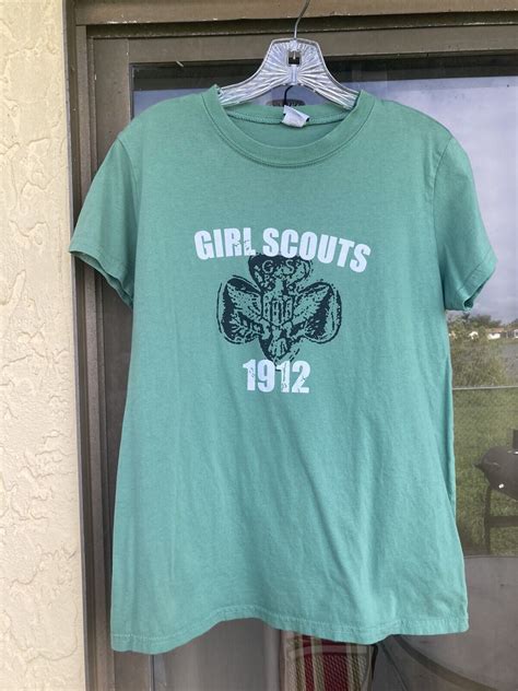 Vintage Authentic Girl Scout Clover Logo Green Cotton Gem