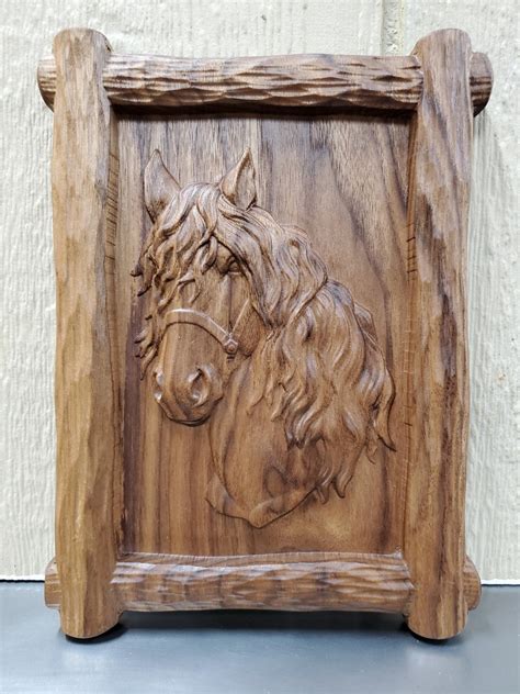 Horse Carving Black Walnut Right View Etsy