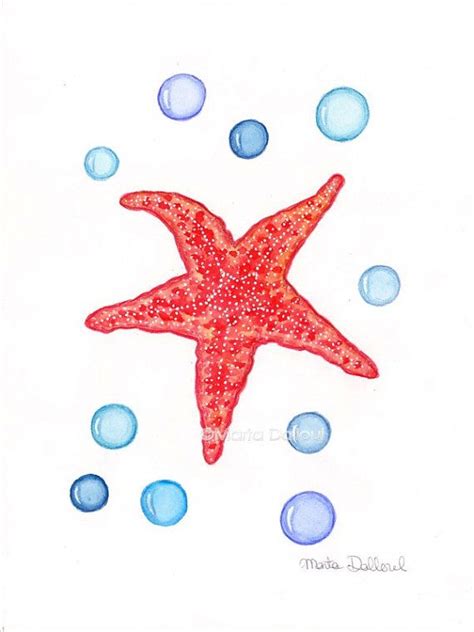 Starfish Art Print Under The Sea Nursery Art Watercolor Etsy