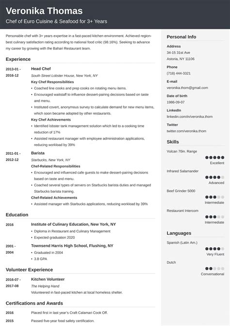 Chef Resume Template Cubic Resume Examples Teacher Resume Examples
