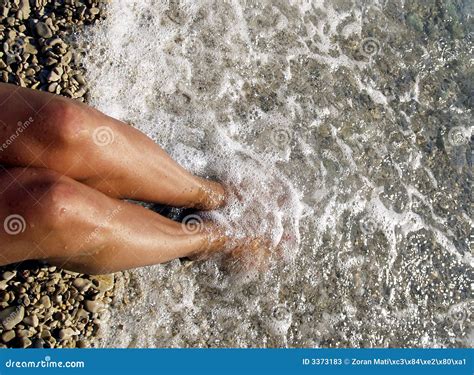 Water Covering Female Feet Stock Image Image Of Sitting