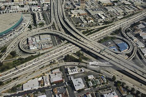 Aerial View Of Freeways In Los Angeles California High Res Stock Photo