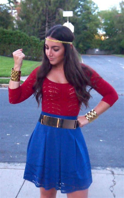 Turn buttons into a unique piece of work and create a stylish ring to enhance your beautiful hands. Wonder Woman Halloween Costume. Accessories a blue skirt and red top with a gold headband, gold ...